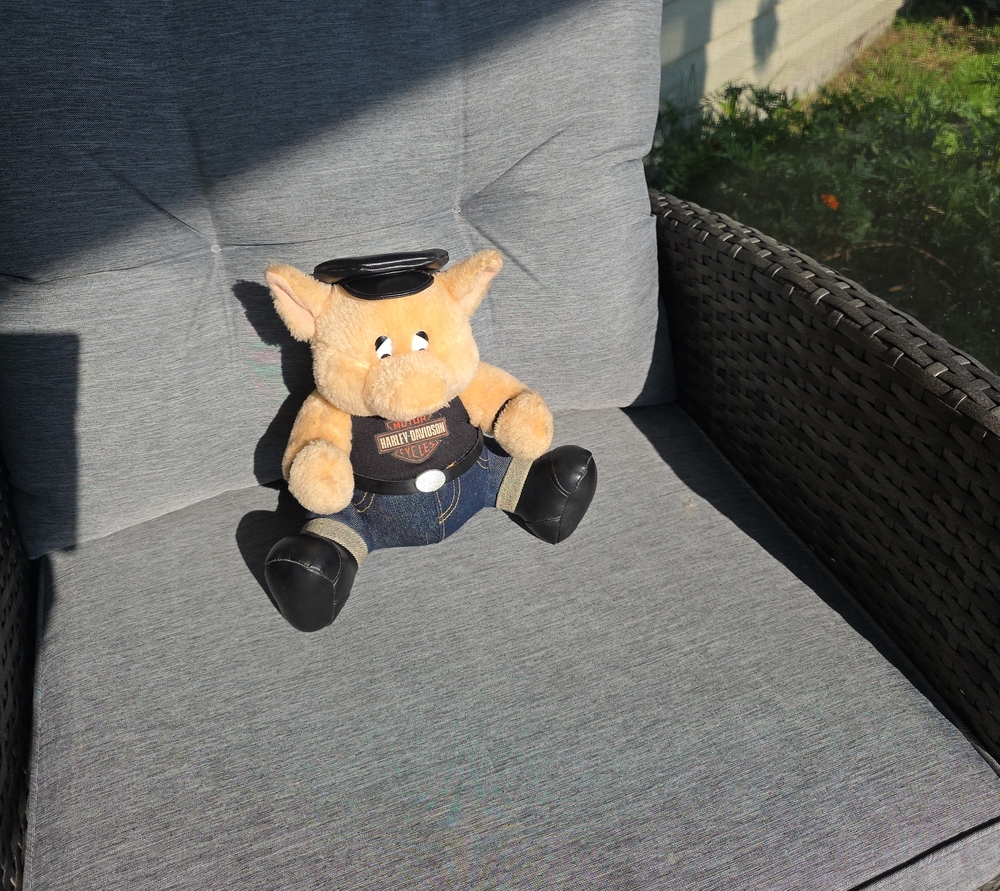 Harley-Davidson Tan Plush Pig with Black Hat and Boots